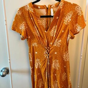 Xhilleration - Mustard Yellow Floral Printed Dress size XS